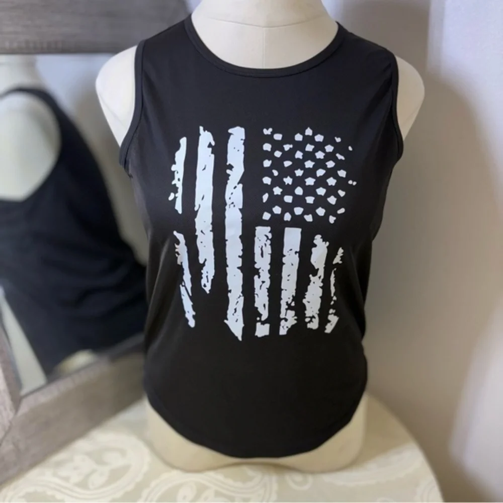 Black Muscle Tee with Graphic Design